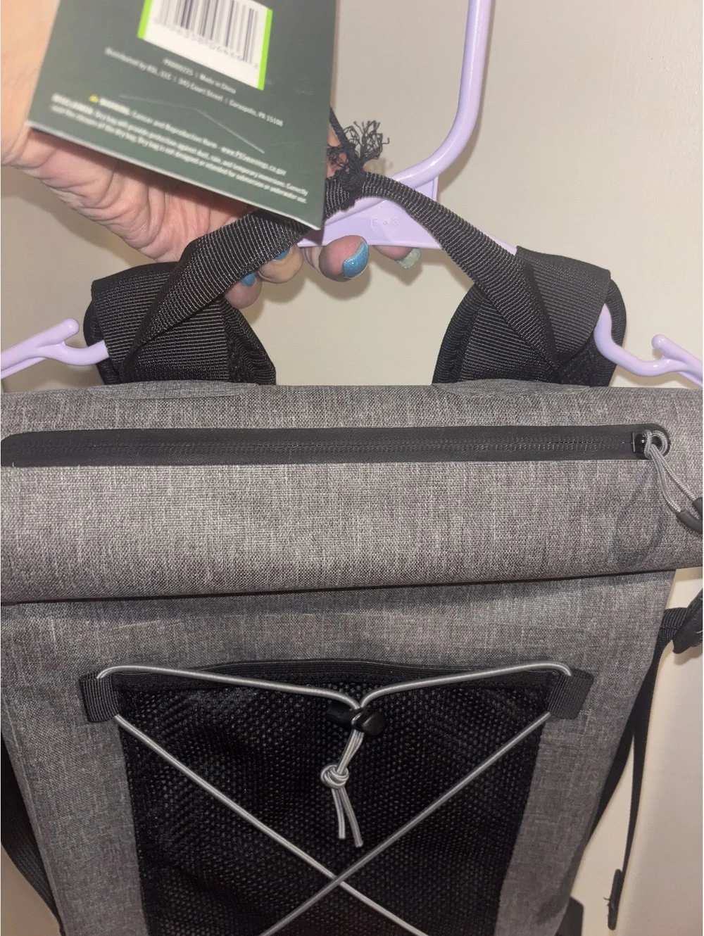 Quest 20L Water Resistant Roll Top Backpack Gray Dry Bag Hiking Camping NWT